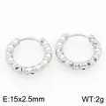 Orecchini a cerchio in acciaio inossidabile con motivo a rombi, finitura argento. - Cerchio con Frammenti d'Argento a Rombi (KE122767-GC)