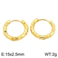 Orecchini a cerchio in acciaio inossidabile dorato con motivo a rombi diametro 15mm - Cerchio con Frammenti d'Argento a Rombi (KE122774-GC)
