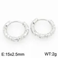 Orecchini a cerchio in acciaio inox testurizzato con motivo a rombi, 15x2,5 mm, peso 2g - Cerchio con Frammenti d'Argento a Rombi (KE122775-GC)