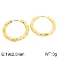 Orecchini a cerchio in acciaio inossidabile dorato con motivo a rombi 19mm - Cerchio con Frammenti d'Argento a Rombi (KE122776-GC)