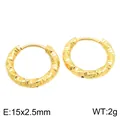 Orecchini a cerchio in acciaio inossidabile dorato con trama a rombi, 15mm - Cerchio con Frammenti d'Argento a Rombi (KE122778-GC)