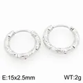 Orecchini a cerchio in acciaio inossidabile con finitura a diamante argentata - Cerchio con Frammenti d'Argento a Rombi (KE122779-GC)