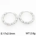 Eleganti orecchini a cerchio in acciaio inossidabile argento con taglio diamante - Cerchio con Frammenti d'Argento a Rombi (KE122781-GC)