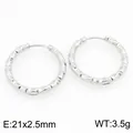 Orecchini a cerchio in acciaio inossidabile argento con trama diamantata, 21mm diametro - Cerchio con Frammenti d'Argento a Rombi (KE122783-GC)