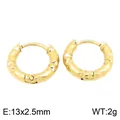 Eleganti orecchini a cerchio in acciaio inossidabile dorato con motivo a rombi. - Cerchio con Frammenti d'Argento a Rombi (KE122851-GC)