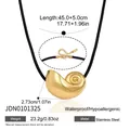Golden snail shell pendant necklace on black cord with steel clasp - Gold Conch Shell Pendant (JDN0101325)