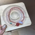 Pulsera de cuentas de jade Hetian natural y ágata con cuarzo fresa y turquesa - Pulsera - Rosa - Exquisita Caja De Regalo