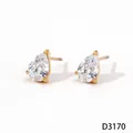 Elegantes pendientes de circonita cúbica con forma de pera y engaste de acero dorado - Pendientes de Gota (DK3170) / Dorado