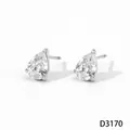 Pendientes de botón minimalistas de circonita en forma de lágrima y acero plateado - Pendientes de Gota (DP3170) / Plateado
