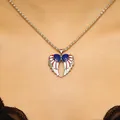 Necklace set featuring American flag heart angel wing pendant on a silver metal chain - Silver Wing Heart Necklace