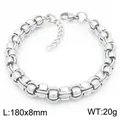 Bracelet à chaîne épaisse en acier inoxydable avec fermoir mousqueton, longueur 180 mm - Grand Style de Tissage Byzantin (KB188696-Z)