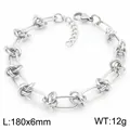 Bracelet chaîne en acier inoxydable avec maillons noués, dimensions 180x6mm et poids 12g - Style de Nœud Ovale (KB188698-Z)