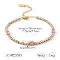 Vue détaillée du bracelet tennis doré en zircon rose avec dimensions et poids inclus. - Bracelet Tennis Ovale Rose (XZ-B20583)