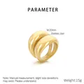 Fashionable 18k gold plated stainless steel dome ring with mirror polished finish - Size 6 / Gold