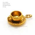 Elegante 18K goud vergulde 304 roestvrijstalen kop hanger voor DIY ketting charms - Koffiekop & Schotel Stijl (ZA1993G)