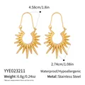 Detailed specs of gold sunflower spike earrings made of waterproof stainless steel - Spike Sunburst Earrings Style (YYE023211)