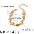Detailed view of the 18k gold heart pearl bracelet with weight and size specs - Geometric Heart Style (NB-B1423) / 18K Gold / Gold (NB-B1423)