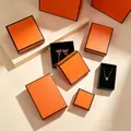 Orange jewelry gift box with black trim featuring velvet lining for rings and necklaces - 5x5x3cm (With Sponge) / Orange Black Frame