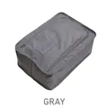 Portable waterproof nylon travel shoe storage bag in gray with zipper and top handle - Gray