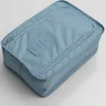 Waterproof portable travel shoe bag in blue with mesh panel and carry handle - Teal