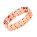 Rose gold magnetic copper bracelet with double row magnets and textured dragon link design - Rose Gold Polished Tri-Color Magnets