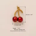 Deep red cherry pendant in 18K gold plated stainless steel for jewelry making - Cherry Pendant Only (Without Chain) / Dark Red