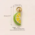 Stainless steel lime slice pendant in gold finish with measurements and specifications - Lime Pendant Only (Without Chain) / Green