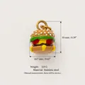 Stainless steel hamburger charm pendant in 18K gold plating with colorful enamel finish - Hamburger Pendant Only (Without Chain) / Gold