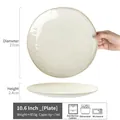 27cm beige ceramic steak plate with grid texture, microwave and dishwasher safe - Guyan - White Large Plate 10.6 Inch (Minor Flaws)