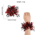Soccer themed cheerleading pom pom wristband with sequin decor and ball charms - One Size / Black and Red Style