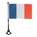 Close-up of bike handlebar flag pole with spring base and French national flag - France Style
