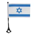 Dettaglio del supporto bandiera Israele con asta a molla e morsetto per manubrio - Stile Israele
