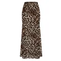 High-waisted leopard print maxi skirt with a slim fit silhouette and brown animal pattern - S / Leopard Print