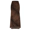 Jupe longue léopard taille haute avec ourlet en tulle style sirène et coupe slim - Imprimé léopard marron