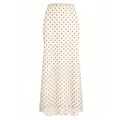 Jupe sirène crème à pois taille haute avec ceinture élastique et coupe ajustée mode - Pois Bruns sur Fond Beige