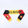 Belgium flag scarf for soccer fans with yellow tassels and national colors print - 135cm / Belgium Style