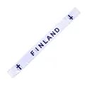Finland national soccer fan scarf in blue and white satin with tassels and bold text - 135cm / Finland