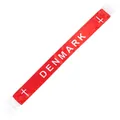 Denmark World Cup fan scarf in red satin with white tassels and bold national flag design - 135cm / Denmark Viking Ship
