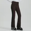 Pantaloni da sci donna slim marrone scuro con strisce nere e finitura impermeabile - Caffè e Nero