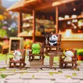 Cute resin Capybara friends set on rocking chairs with fishing poles for desk decor - Animal Fishing Figures Set (1256-3)