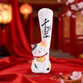 Creative long-armed lucky cat ceramic ornament with lucky bell and fortune calligraphy - Ten Million Taels Cat (99909)