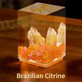 Fortune resin ornament featuring Brazilian citrine and gold foil for desk decor - Fortune - Brazilian Citrine (1188-54A)