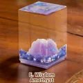Wisdom series purple amethyst crystal mountain cube ornament on dark wood surface - Wisdom - Amethyst (1188-54E)