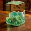 Creative Capybara desk ornament with green fluorite stones in acrylic mountain display - Career - Green Fluorite (1188-54F)