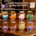 Acrylic capybara surname stamp with natural crystal stones for desk decor - Ornament Series / Set of 8 Full Collection (1188-54) / Set of 8