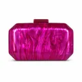 Pink marble acrylic evening clutch bag with geometric shape and magnetic closure for women - Marble / Rose Red