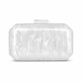 Elegant white marble acrylic evening clutch bag with rectangular marble pattern design - Marble / White
