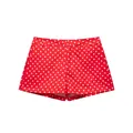 Women's vintage red and white polka dot shorts with pockets and belt loops - Red Polka Dot Shorts