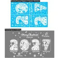 Pegatinas navideñas 2021 para escaparates con Papá Noel y renos en 20x30cm - Blanco Año 2026