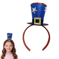 Blue glitter witch hat headband with red sequins and silver stars for party costume - Blue Pentagram